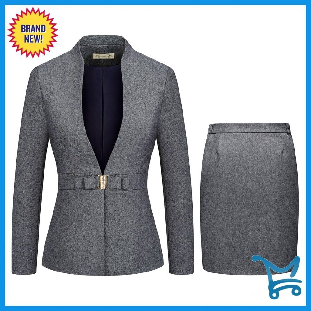 Professional 2-Piece Work Suit Set with Pencil Skirt and Blazer